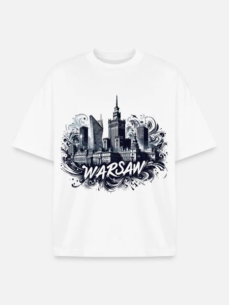 Warsaw Capital Poland Gift - Boxy Heavyweight Unisex Organic T-Shirt by Stanley/Stella - white