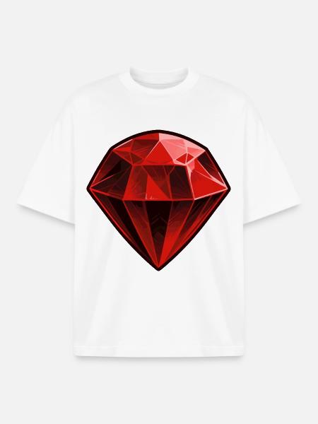 Precious Red Ruby Gemstone - Boxy Heavyweight Unisex Organic T-Shirt by Stanley/Stella - white