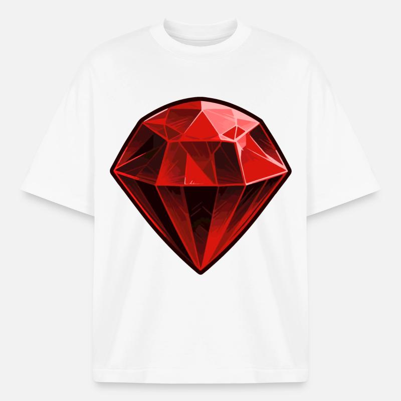 Precious Red Ruby Gemstone - Heavyweight Boxy Unisex T-Shirt by Stanley/Stella - white