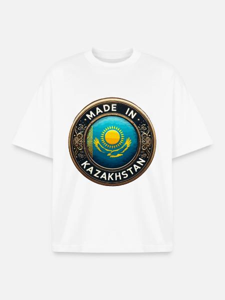 Made in Kazakhstan Eagle Gift - Boxy Heavyweight Unisex Organic T-Shirt by Stanley/Stella - white