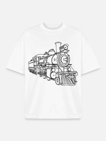 Railway Line Sketch - Boxy Heavyweight Unisex Organic T-Shirt by Stanley/Stella - white