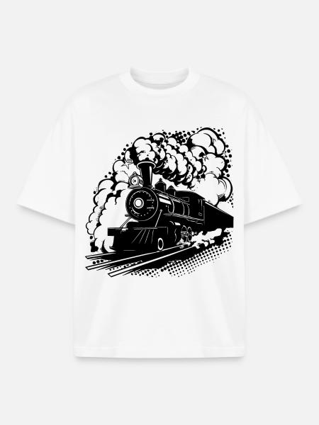 Railway Graphic - Boxy Heavyweight Unisex Organic T-Shirt by Stanley/Stella - white