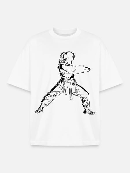 Karate Mädchen - Boxy Heavyweight Unisex Organic T-Shirt von Stanley/Stella - Weiß