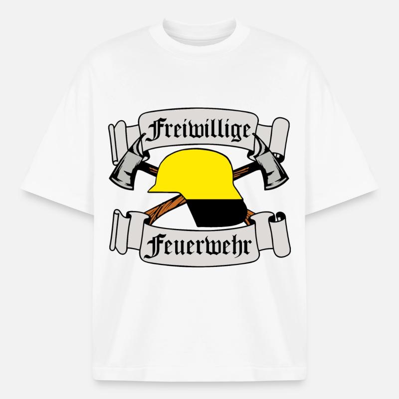 Volunteer Fire Brigade Emblem - Boxy Heavyweight Unisex Organic T-Shirt by Stanley/Stella - white