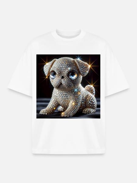 Sparkling dog in diamond look - Boxy Heavyweight Unisex Organic T-Shirt by Stanley/Stella - white
