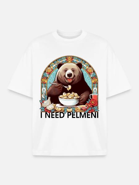 I Need Pelmeni Bear Gift - Boxy Heavyweight Unisex Organic T-Shirt by Stanley/Stella - white