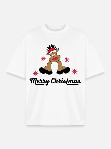 Merry Christmas Greetings - Boxy Heavyweight Unisex Organic T-Shirt by Stanley/Stella - white