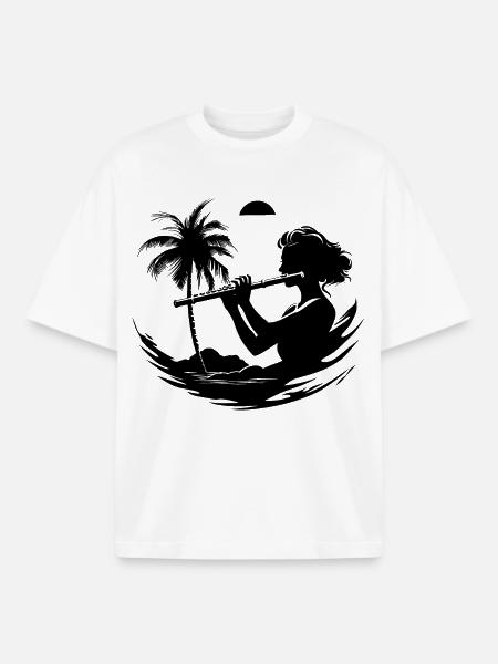 Graphic Flutist - Boxy Heavyweight Unisex Organic T-Shirt by Stanley/Stella - white