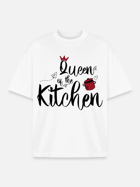 Funny cooking apron for women - Boxy Heavyweight Unisex Organic T-Shirt by Stanley/Stella - white