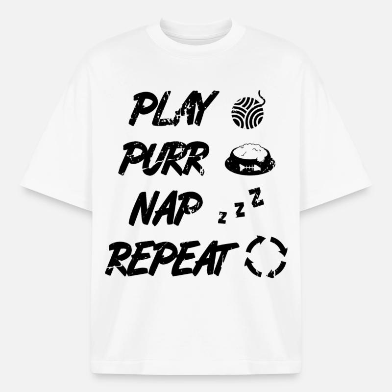 Routine du chat - T-shirt unisexe épais coupe boxy Stanley/Stella - blanc