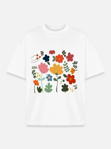 Flower Power Blumen Design – Kwiatowy styl hipisowski - T-shirt unisex boxy ciężki organiczny Stanley/Stella - biały