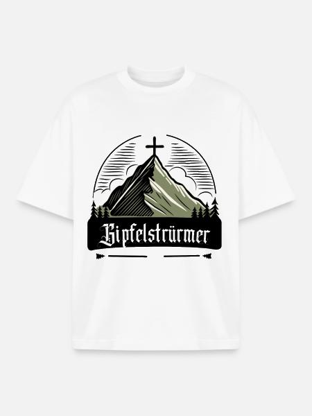 Summit Storming Mountain Motivation Nature - Boxy Heavyweight Unisex Organic T-Shirt by Stanley/Stella - white