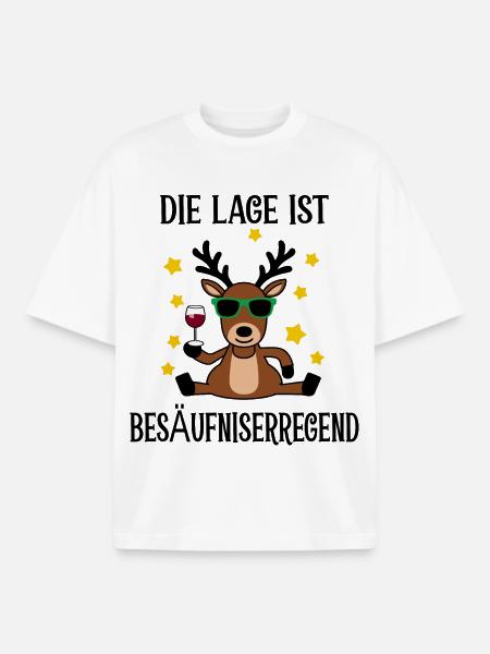 Funny Reindeer - Boxy Heavyweight Unisex Organic T-Shirt by Stanley/Stella - white
