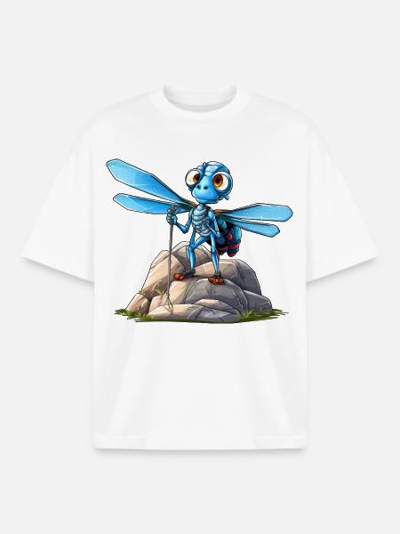 Dragonfly Mountaineer / Hiking Dragonflies - Boxy Heavyweight Unisex Organic T-Shirt by Stanley/Stella - white