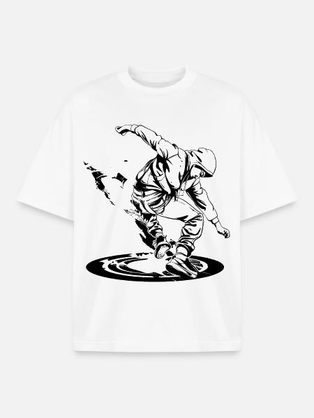 Breakdancer Drawing - Boxy Heavyweight Unisex Organic T-Shirt by Stanley/Stella - white