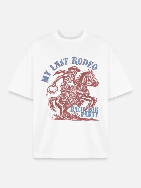Mon dernier rodéo - Enterrement de vie de garçon western - T-shirt unisexe boxy épais biologique Stanley/Stella - blanc