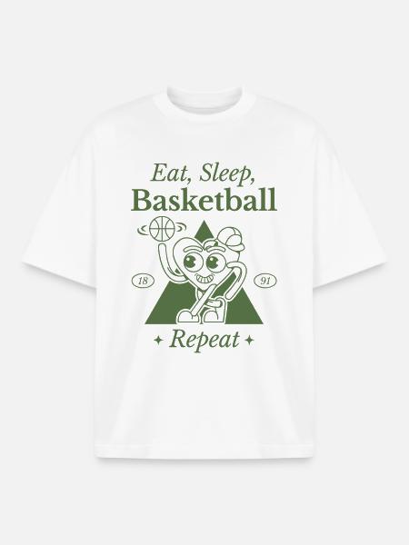 Humorous basketball heart design - Boxy Heavyweight Unisex Organic T-Shirt by Stanley/Stella - white