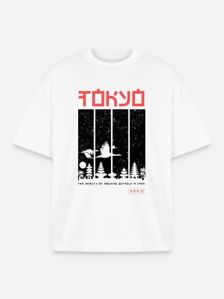 Tokyo – Minimalist Japanese Design - Boxy Heavyweight Unisex Organic T-Shirt by Stanley/Stella - white