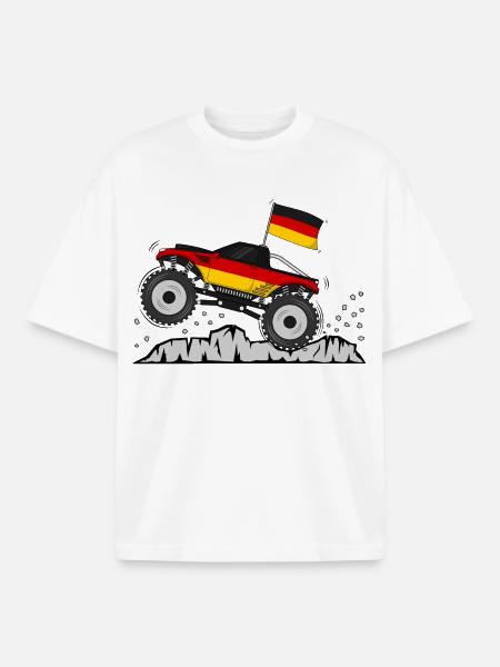 Monster Truck Germany Flag - Boxy Heavyweight Unisex Organic T-Shirt by Stanley/Stella - white