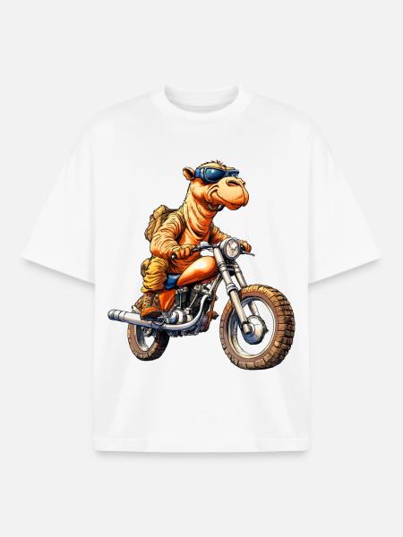 Camels Motorcycle - Boxy Heavyweight Unisex Organic T-Shirt by Stanley/Stella - white