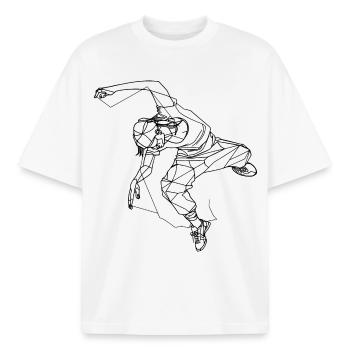 Breakdancer Sketch - Boxy Heavyweight Unisex Organic T-Shirt by Stanley/Stella - white - Front - AI Model Male 185 light (185cm) & AI Model Female 172 dark (172cm)