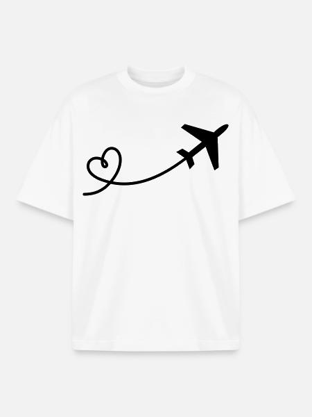 Airplane with heart - Boxy Heavyweight Unisex Organic T-Shirt by Stanley/Stella - white