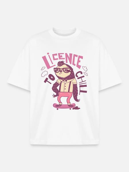 Hipster Sloth – Licence to Chill - Boxy Heavyweight Unisex Organic T-Shirt by Stanley/Stella - white