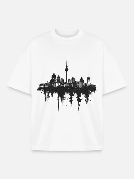 Berlin Skyline - Boxy Heavyweight Unisex Organic T-Shirt by Stanley/Stella - white