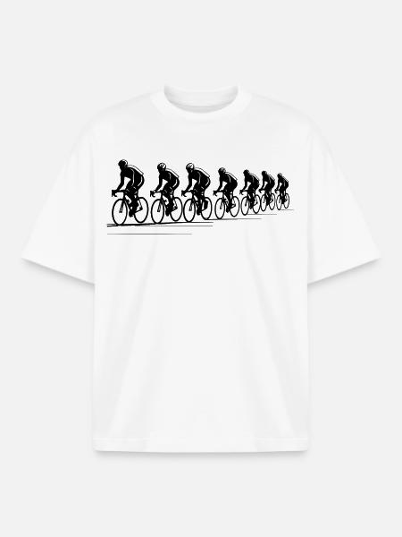 Cyclist Drawing - Boxy Heavyweight Unisex Organic T-Shirt by Stanley/Stella - white