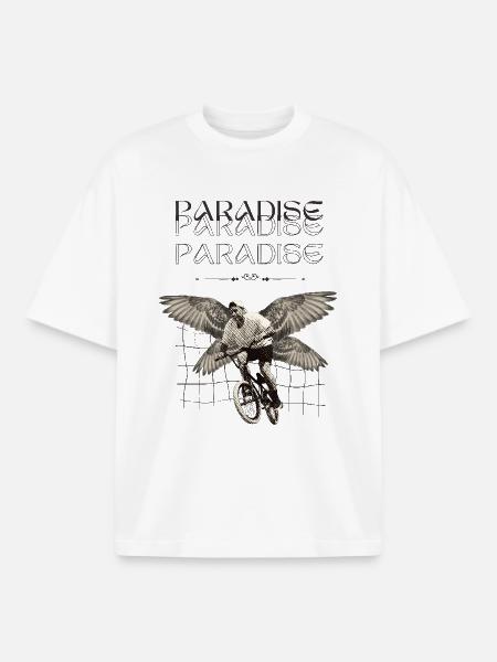 BMX Rider – Wings of Freedom - Boxy Heavyweight Unisex Organic T-Shirt by Stanley/Stella - white