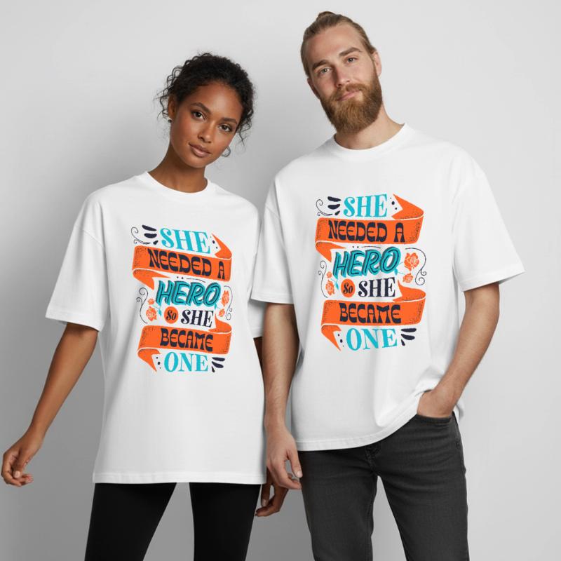 She Needed a Hero – Empowerment Statement Heavyweight Boxy Unisex T-Shirt by Stanley/Stella