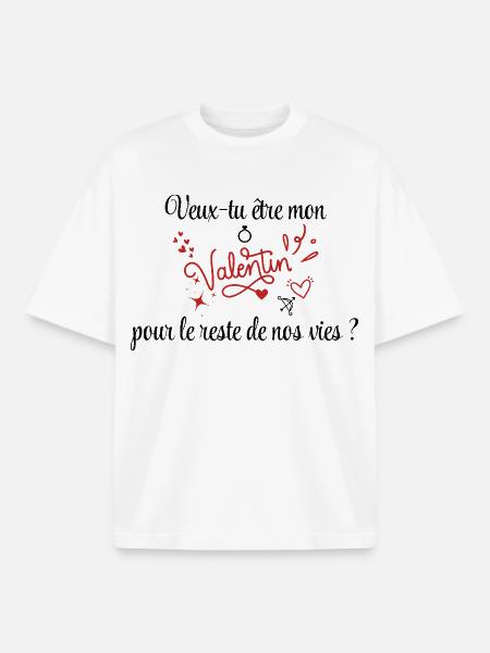 Demande en mariage, Saint-Valentin, Romantique - T-shirt unisexe boxy épais biologique Stanley/Stella - blanc