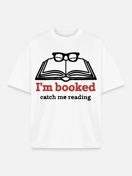 I'm Booked – Catch Me Reading - Boxy Heavyweight Unisex Organic T-Shirt by Stanley/Stella - white