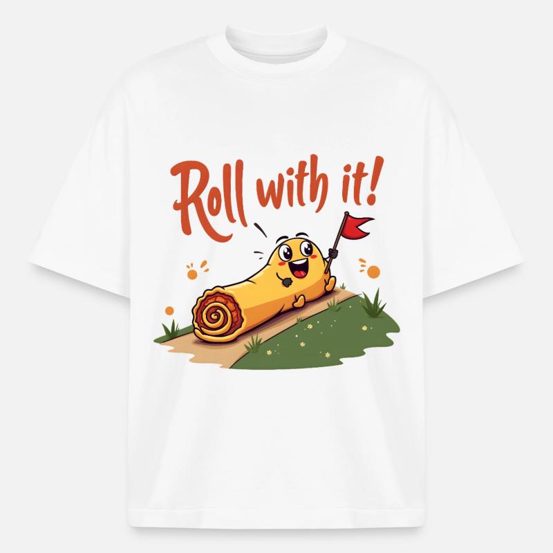 Roll With It Egg Roll - Heavyweight Boxy Unisex T-Shirt by Stanley/Stella - white