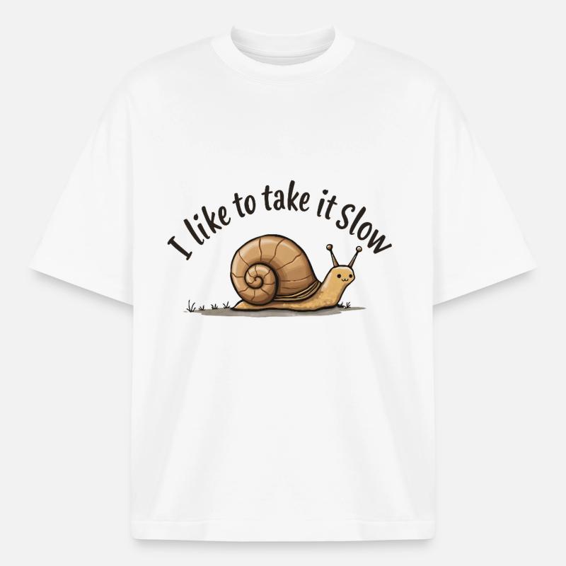 Langsame Schnecke „Nimm es langsam“ - Boxy Heavyweight Unisex Organic T-Shirt von Stanley/Stella - Weiß