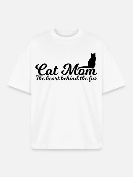 Maman chat - T-shirt unisexe boxy épais biologique Stanley/Stella - blanc