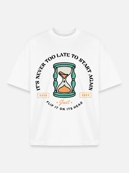 Time for Change – Hourglass Motif - Boxy Heavyweight Unisex Organic T-Shirt by Stanley/Stella - white
