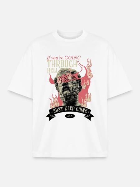 Si vous traversez l’enfer, continuez - T-shirt unisexe boxy épais biologique Stanley/Stella - blanc