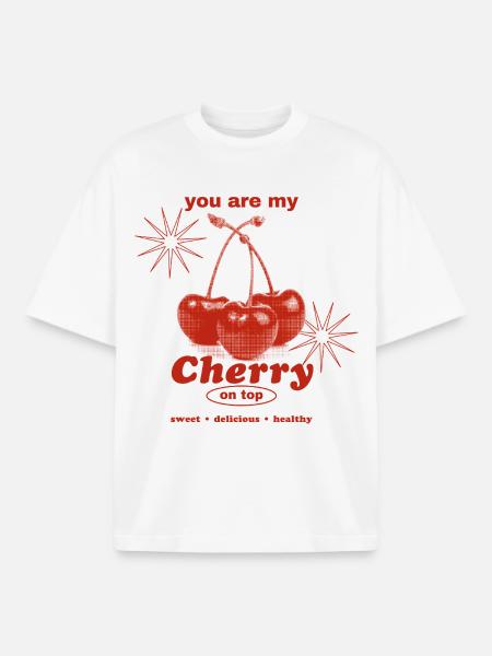 Cherry on Top – Sweet Perfection - Boxy Heavyweight Unisex Organic T-Shirt by Stanley/Stella - white