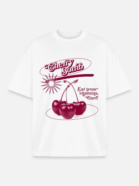 Explosion d’une bombe de cerise - T-shirt unisexe boxy épais biologique Stanley/Stella - blanc