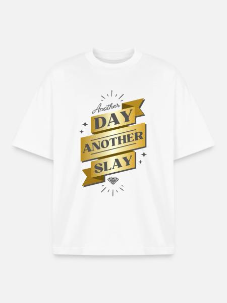 Another Day Another Slay Banner - Boxy Heavyweight Unisex Organic T-Shirt by Stanley/Stella - white