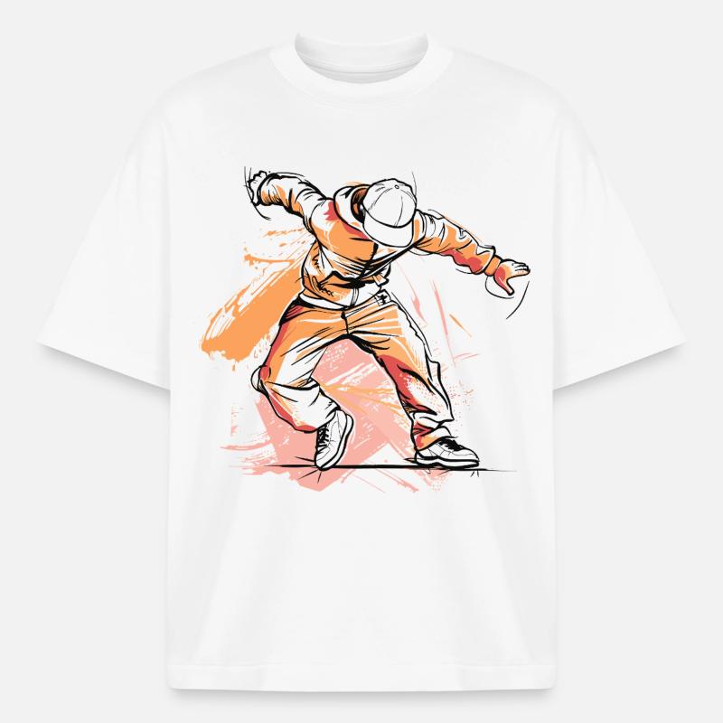 Dessin de breakdancer - T-shirt unisexe épais coupe boxy Stanley/Stella - blanc