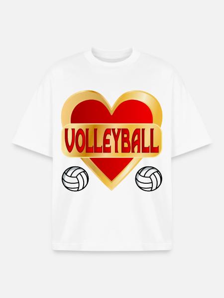 HEART HOBBY VOLLEYBALL - Boxy Heavyweight Unisex Organic T-Shirt by Stanley/Stella - white
