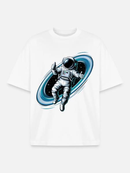 Kul astronaut i verdensrommet med tommelen opp - Unisex boxy heavyweight T-skjorte økologisk Stanley/Stella - hvit