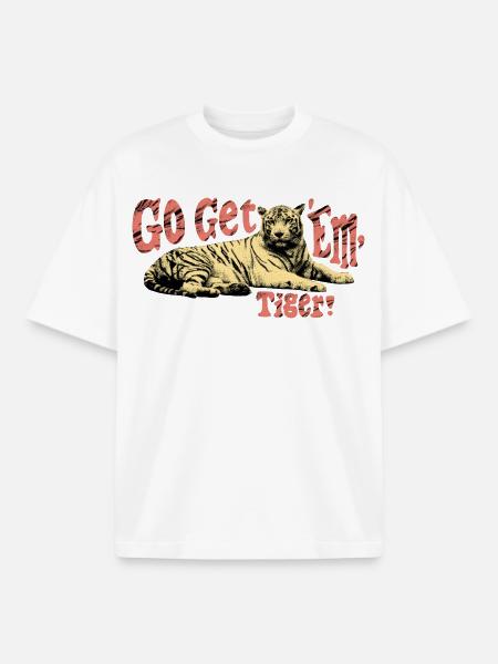 Go Get 'Em, Tiger! – Motivational Tiger - Boxy Heavyweight Unisex Organic T-Shirt by Stanley/Stella - white