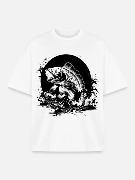 Fishing Sketch - Boxy Heavyweight Unisex Organic T-Shirt by Stanley/Stella - white