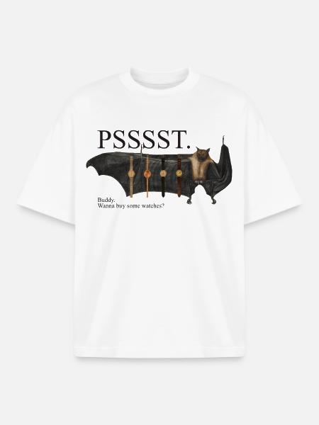 Pssst… Fledermaus-Uhrendealer - Boxy Heavyweight Unisex Organic T-Shirt von Stanley/Stella - Weiß