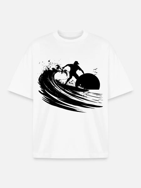 Surfeur - T-shirt unisexe boxy épais biologique Stanley/Stella - blanc