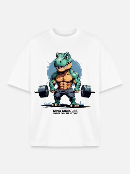 Dino muscles in development - Boxy Heavyweight Unisex Organic T-Shirt by Stanley/Stella - white