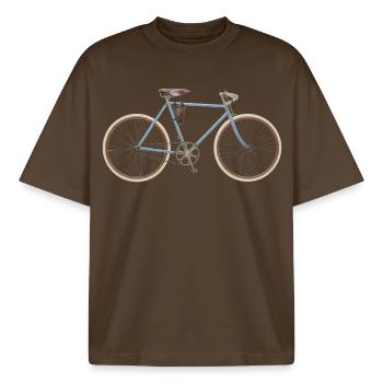 Vélo de course Panther, modèle Ellegaard, 1904 - T-shirt unisexe boxy épais biologique Stanley/Stella - marron foncé - Devant - AI Model Male 185 light (185cm) & AI Model Female 172 dark (172cm)